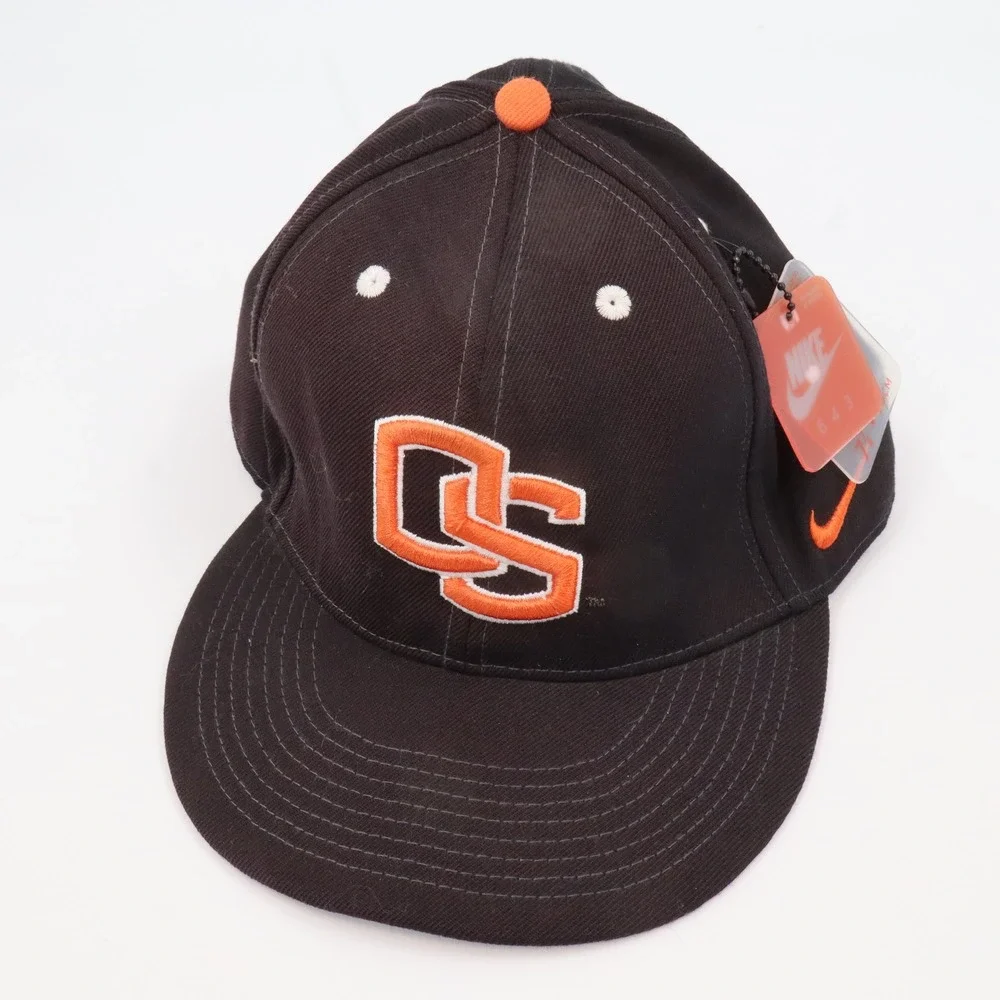 Nike 643 Oregon State Beavers Fitted Baseball Cap‎ Mens 7 7/8 Black Orange Logo